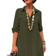 thumbnail image 3 of Gvmfive Plus Size Women Solid Color Long Sleeve Button Up Shirt Dress, 3 of 5