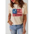 thumbnail image 2 of ABPHQTO Camiseta gráfica de manga corta con estampado de bandera estadounidense God Bless caqui para mujer, 2 of 5