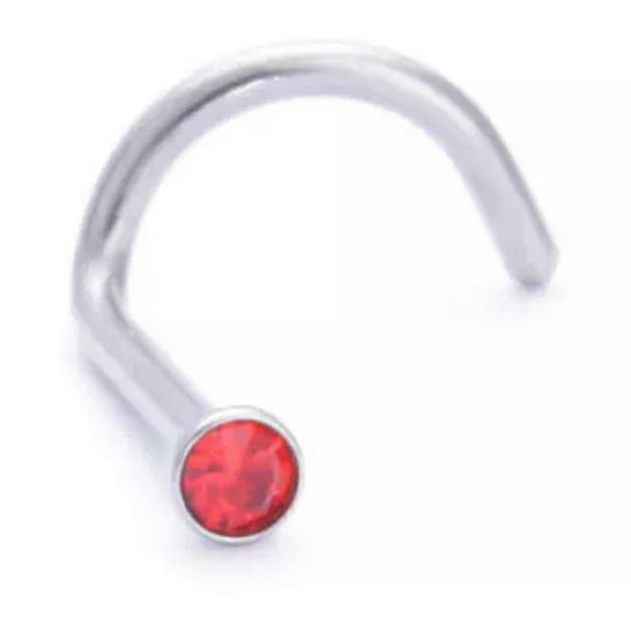 K-KED . 2PCS Surgical Steel Small Gem Crystal Screw Nose Stud Nose Ring Hoop Piercing-red