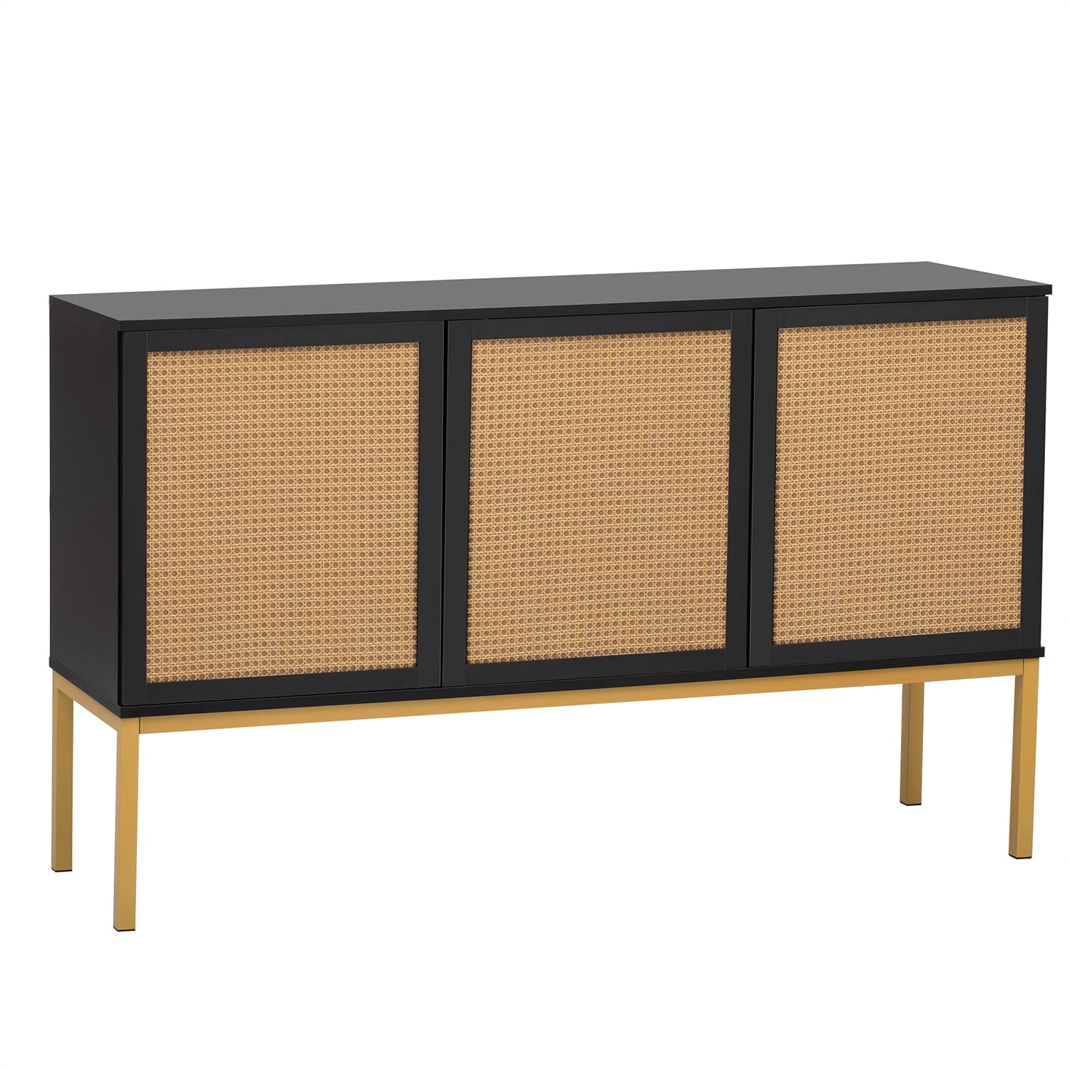 Kadyn 54" Sideboard Buffet Cabinet, Sideboard Storage Cabinet with Artificial Rattan Door and Rebound Device for Entryway, Black Kadyn 54" Sideboard Buffet Cabinet, Sideboard Storage Cabinet with Artificial Rattan Door and Rebound Device for Entryway, Black
