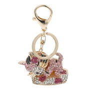 Kitten Keychain Rhinestone Handbag Pendant Rhinestones Decor Ring Keyring Carabiner for Keys Accessories
