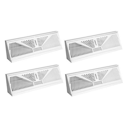 Baseboard Diffusers 15 Inch - Set of 4 - White Sunburst Steel Perimeter Register - American Metal Products 3015W15 - HVAC Vent Cover