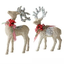 HCTSHG Lighted Christmas Deer Family Set Outdoor Yard Reindeer Holiday Decoration,Christmas Reindeer Figures Glitter Christmas Deer Ornament Family Holiday Decoration Window Display Scene Matching
