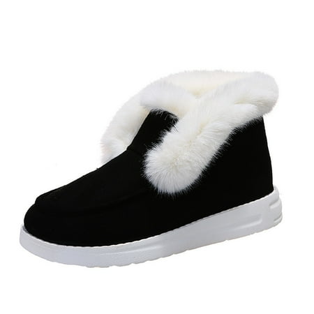 

Two Wear Woolen Short Boots Thick High-heeled Mid-tube Boots Ladies Cotton Boots