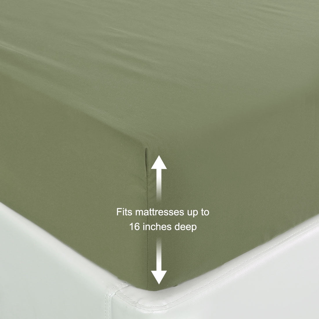 Unique Bargains Brushed Microfiber Fitted Sheet Bed Cover Olive Green Full