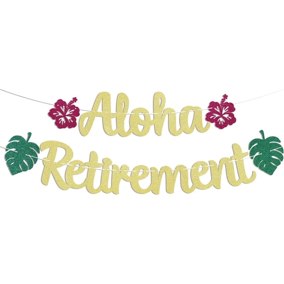 Happy Retirement Banner - Summer Tropical Hawaiian Beach Retirement Party Decorations, The Legend Has Retired Going Away Farewell Party Decorations Supplies Gold Glitter