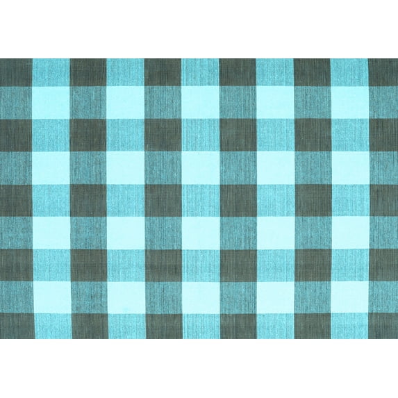 Ahgly Company Indoor Rectangle Checkered Light Blue Modern Area Rugs, 5' x 7'