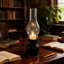 Flameless Kerosene Lamp Vintage Style LED Lantern, Battery Operated Table Lamp for Indoor Decoration, Nightstand Oil Lamp for Bedroom Living Room Emergency Lighting Halloween Christmas