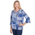 thumbnail image 3 of Alfred Dunner Womens Beaded Split Neck Patchwork Top, 3 of 4