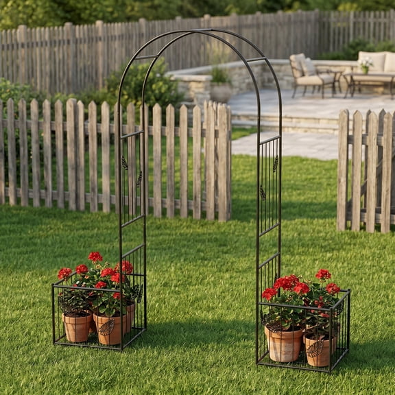 Zateety Metal Garden Arch Garden Arbor Trellis Climbing Plants Support Arch Outdoor Arch Wedding Arch Party Events Archway Black