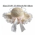 thumbnail image 2 of Hsqqdc Women Lace Bow Straw Sun Hat Wide Brim Beach Hat UV Protection Floppy Summer Cap, 2 of 6