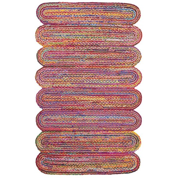 Jaipur Art And Craft Natural Fiber Chindi Cotton Multi Red Handmade 12x12 Square feet (360x360 cm) Square Area Rug