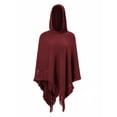 thumbnail image 6 of SAYFUT Junior's Knitted Sweater Fashion Stripes Long Sleeves Sweater Batwing Tassel Knitted Shirt Shawls Poncho Capes/Black/Red, 6 of 8