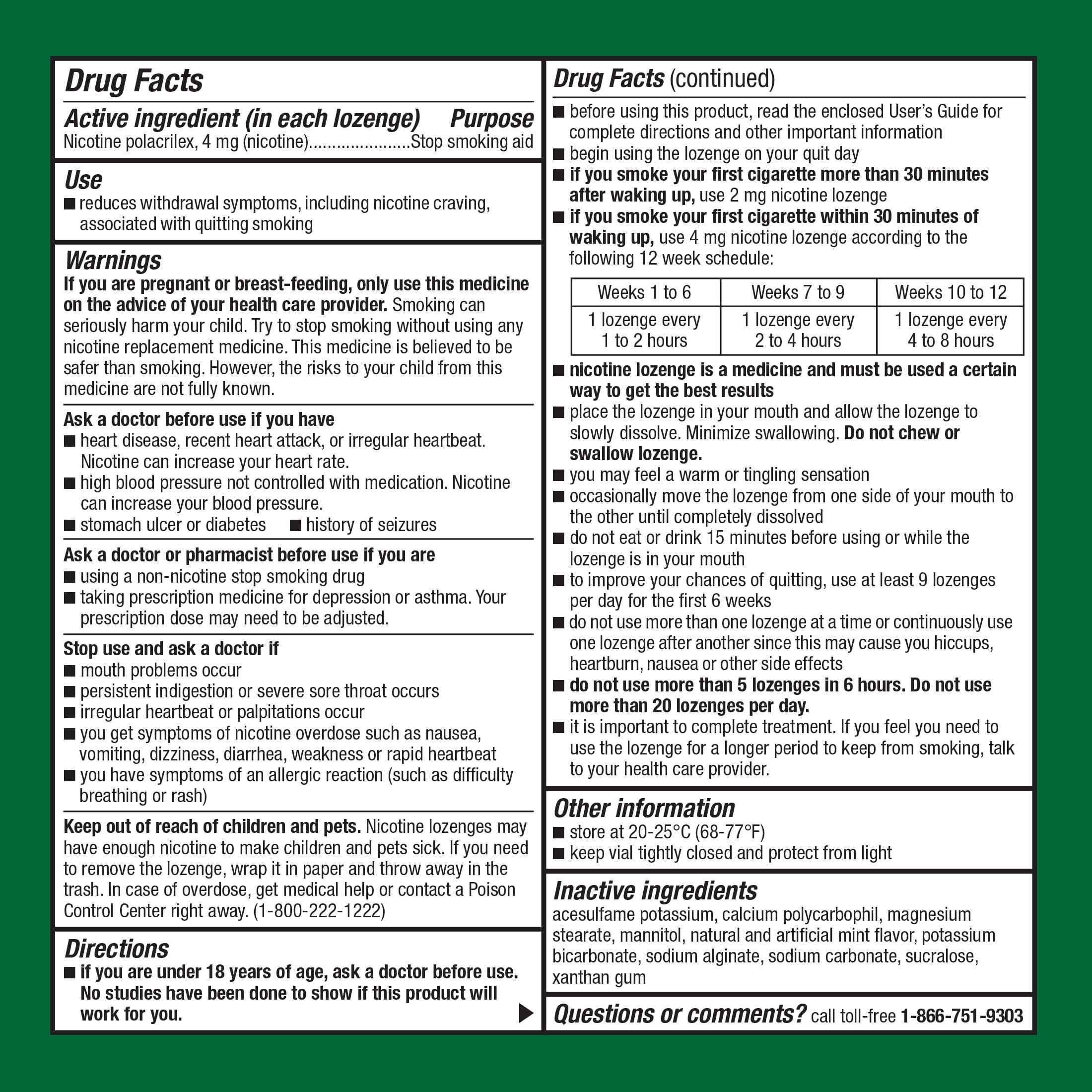 Equate Mint Flavor Mini Nicotine Lozenges, 4 mg, 108 Count