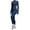 Dark Blue, variant on Womens Workout Sets 2 Piece Seamless Yoga Jacket Slim Fit Outfits Long Sleeve Zipper with Thumb Holes High Waist Leggings Lifting Gym