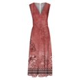 thumbnail image 5 of DEELLEEO Robe d'Automne pour Femmes! Robe de Cocktail Grande Taille Portefeuille Décolleté en V Profond Sans Manches à Fleurs Robes Évasées Ligne A Bohème Maxi Fête Invitée de Mariage Robes, 5 of 5