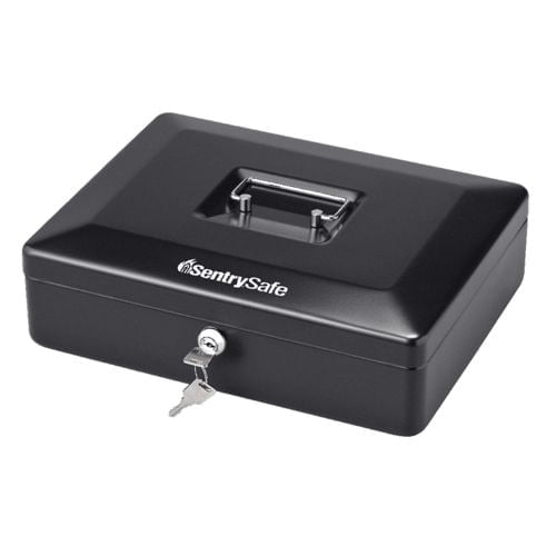 SentrySafe CB-12 Steel Cash Box with Key Lock, 3.7 in x 11.8 in x 9.3 in, Black