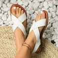 thumbnail image 2 of Bxsruta Wide Wrap-Around Strap Sandals with Contrast Sole, Women's Breathable Flat Heel Summer Footwear for Vacation/Daily Use, 2 of 8