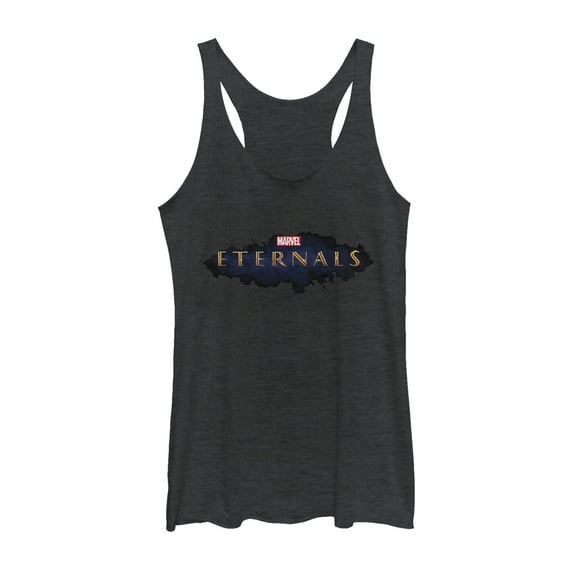 Women's Marvel Eternals Movie Logo  Racerback Tank Top Black Heather Large