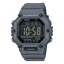 Casio Mens Digital Wristwatch Large Lcd 10-Yr Battery 100M Wr Stopwatch Gray
