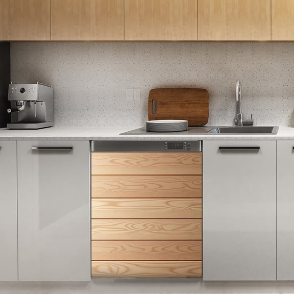 Wooden Plank Pattern Dishwasher Magnet Cover Decorative Sticker for Home Cabinet Kitchen 23" x26"