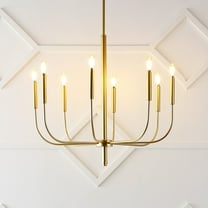 JONATHAN Y Amoros 27.25" 8-Light Modern Mid-Century Iron LED Chandelier, Gold Painting, JYL7900B