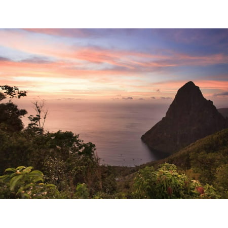 Caribbean, St Lucia, Petit Piton and Anse Des Pitons Beach Print Wall Art By Michele