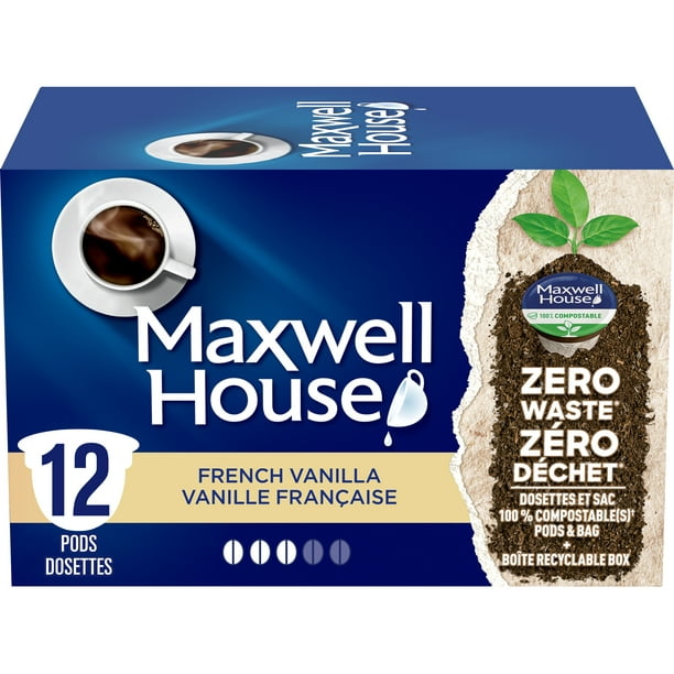 Dosettes de café vanille française Maxwell House compostables à 100 %, 12 dosettes 108g