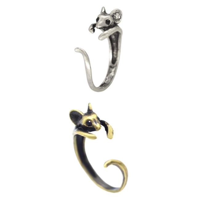 2x Anillo De Apertura En Forma De Ratón De Moda Joyas Ajustables Novedad Hombres Y Mujeres Sunnimix Anillos de apertura de ratones
