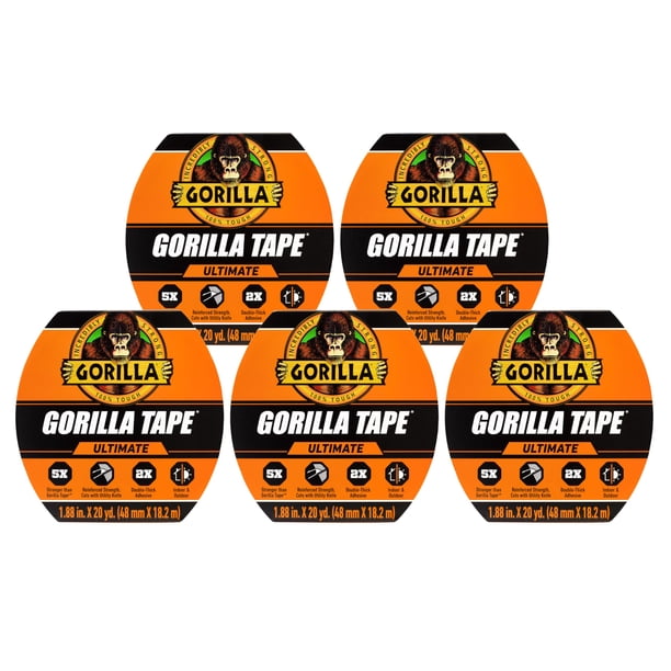 Tape Gorilla Ultimate - Tela de alta resistencia (1,88 cm x 18,29 m), color negro