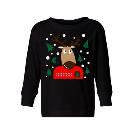 

Awkward Styles Ugly Xmas Long Sleeve Shirt for Girls Boys Toddler Adorable Christmas Deer Shirt