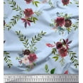 thumbnail image 1 of Soimoi Blue Cotton Duck Fabric Leaves & Faith Rose Floral Printed Fabric 1 Yard 58 Inch Wide, 1 of 3