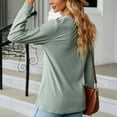 thumbnail image 4 of Besolor Women's Fall Spring Tunic Tops V Neck Button Long Sleeve Shirts Solid Casual Loose Going out Blouse Tee, 4 of 4