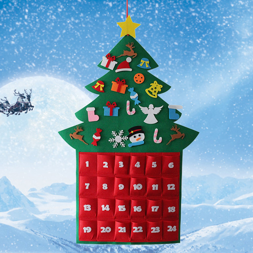 Felt Christmas Advent Calendar Hanging Christmas Tree Countdown 