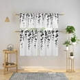 thumbnail image 3 of Alishomtll Kitchen Curtains and Valances Sets Grey Watercolor Leaves Print Kitchen Curtains 3 Piece Set 36 Inches Long,Rod Pocket, 3 of 8