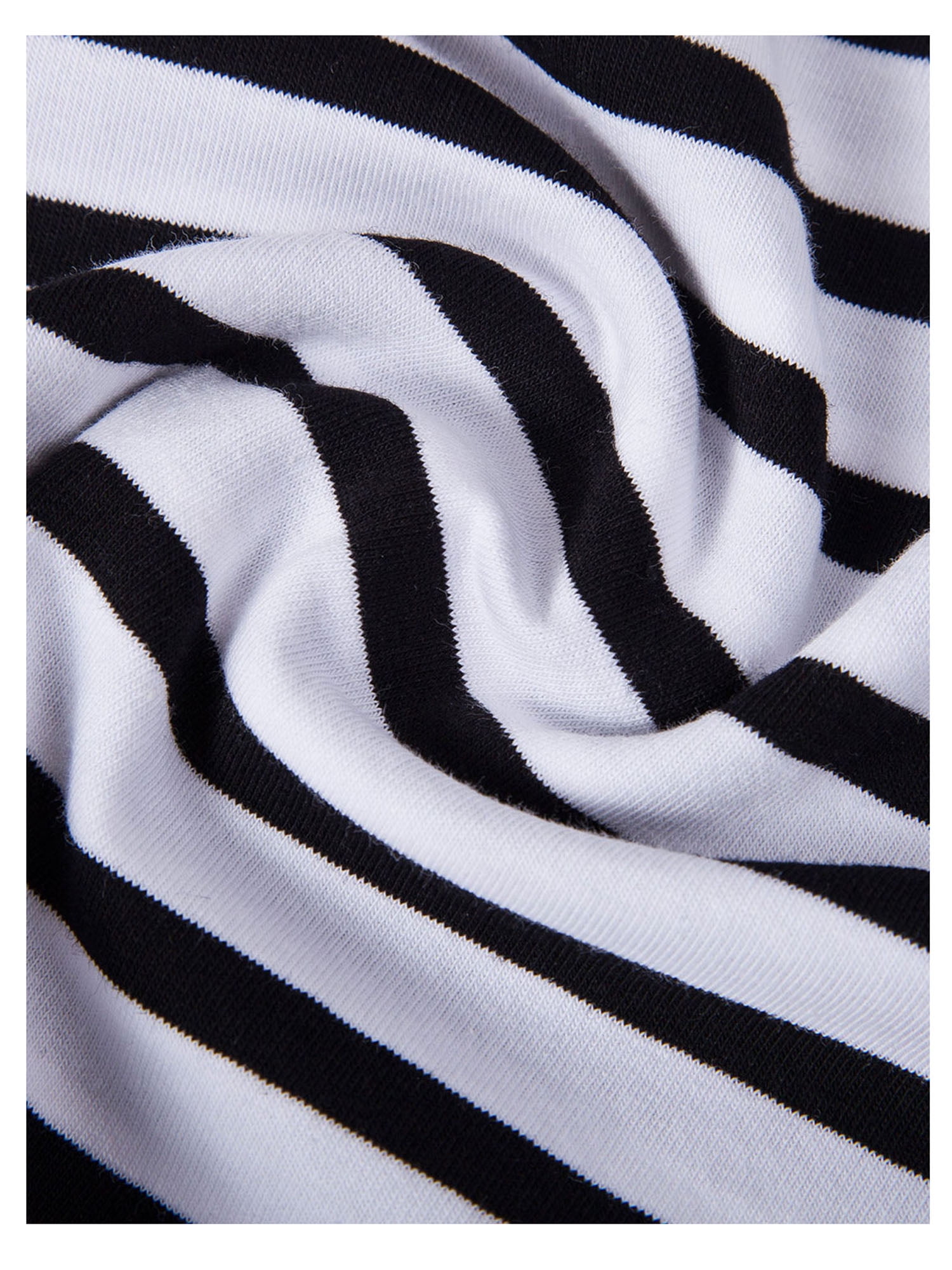 Unique Bargains Men's Long Sleeve Pullover Top Crew Neck Striped T-Shirts 34 Black and White