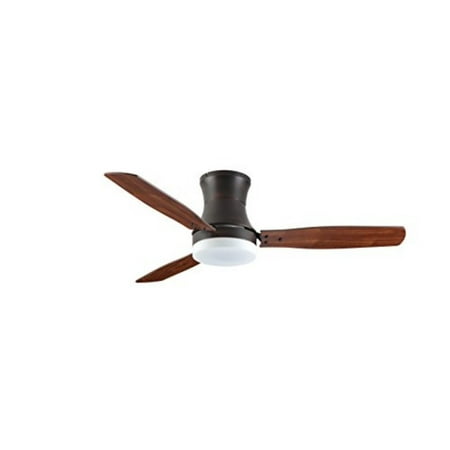 Troposair Modernaire Flush Mount Hugger Ceiling Fan In Oil Rubbed Bronze With 52 Walnut Cherry Blades With Light And Remote