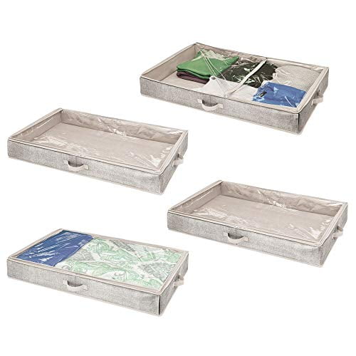 mDesign Soft Fabric Under Bed Storage Organizer Holder Bag for Clothing