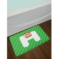 thumbnail image 2 of Christmas Alphabet Bath Mat, Letter H and a Young in a Santa Hat Striped Background, Plush Bathroom Decor Mat with Non Slip Backing, 29.5" X 17.5", Green Dark Coral White, by Ambesonne, 2 of 2