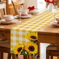 thumbnail image 5 of Spring Sunflowers Table Runner - 108 Inch Long Yellow White Plaid Farmhouse Rustic Cotton and Linen Blended Dress Scarves Farmhouse Table Runner for Kitchen Dining, Coffee Table, 13" x 108", 5 of 8