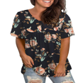thumbnail image 5 of CHOK Womens Summer Plus Size Tops V Neck Buttons Pleated Flared Blouses m-4xl, 5 of 5
