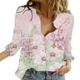 thumbnail image 1 of IROINID Rabais Womens Hauts Grande Taille Détente Col Rabattu Haut Ample Boutonné Manches Longues Imprimé Blouse, Vert, 1 of 6
