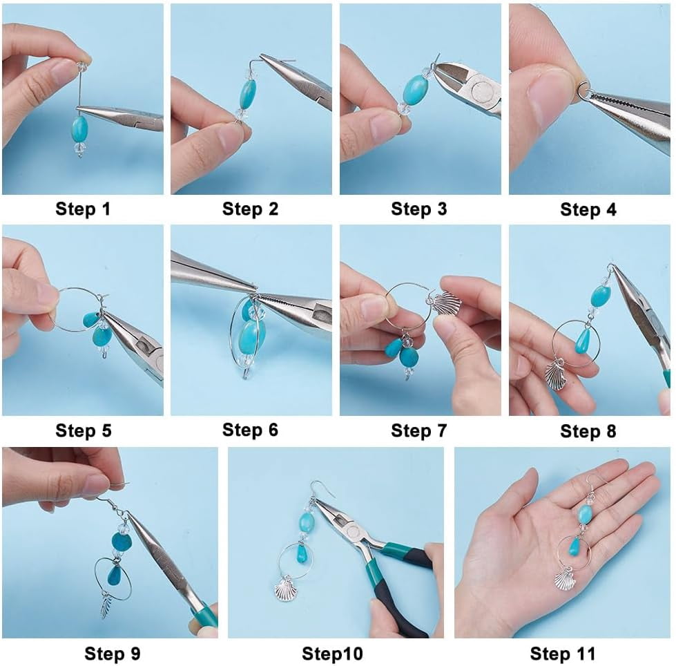 1115 Pcs Turtle Turquoise Earring Making Kit Including Starfish Beads Sea Turtle Beads Flower Bead Caps Open Jump Rings with Elastic Thread for Jewelry Necklace Earring Making for diy