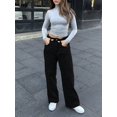 thumbnail image 3 of Aprpith Women's Baggy Jeans Mid Rise Straight Leg Floor Length Denim Pants Loose Fit Boyfriend Jeans For Street Style Regular Sizes, 3 of 9