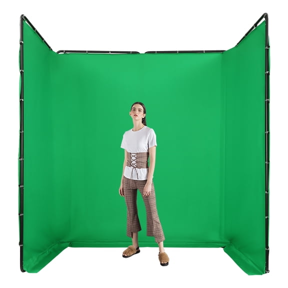 4*2.4m Photography Backdrop Stand with Green Cloth Foldable Background Stand Decoration