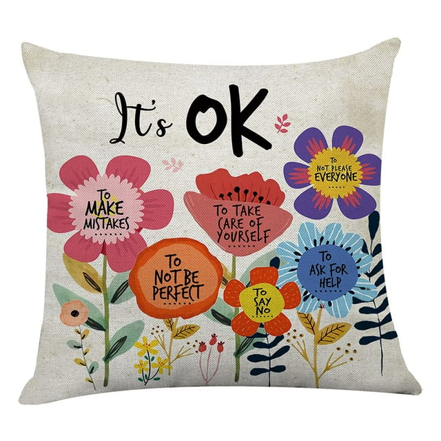 Almohadas Littlefa Inspiring It's OK para niñas y niños, color beige
