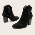 thumbnail image 4 of jsaierl Women's Shoes Fashion Solid Color Minimalistic Comfortable Retro Zipper High Heel Thick Heel Boots, 4 of 9