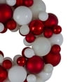 thumbnail image 3 of Northlight 3-Finish Shatterproof Ball Christmas Wreath - 13" - Red and White - Unlit, 3 of 3
