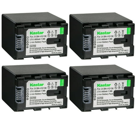 Kastar BN-VG138 Battery 4-Pack Replacement for JVC GZ-MS110BEK GZ-MS110BEU GZ-MS110BU GZ-MS110BUC GZ-MS110BUS GZ-MS110U GZ-MS118 GZ-MS150 GZ-MS210 GZ-MS210AEK GZ-MS210AEU GZ-MS210BEU Camera