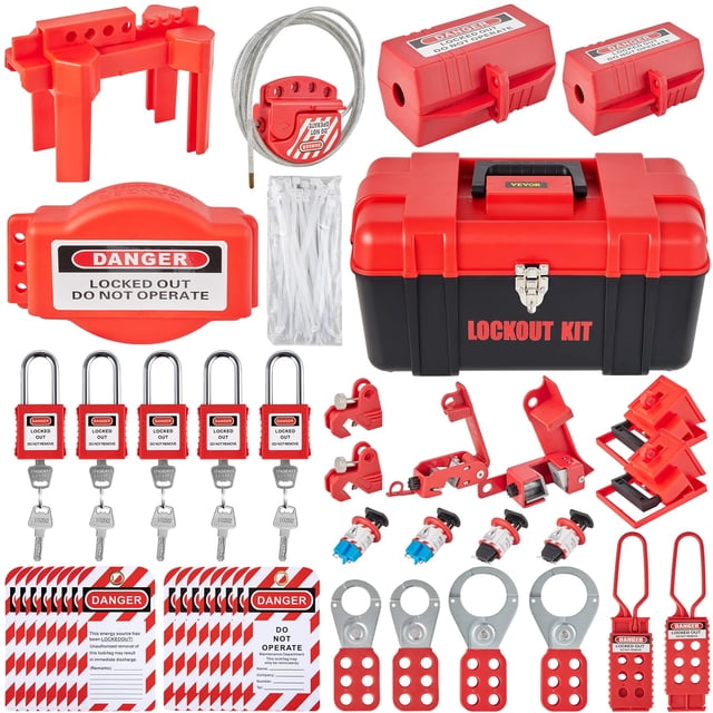 Kit de etiquetado Lockout VEVOR, cerradura con llave de 43 piezas con candados